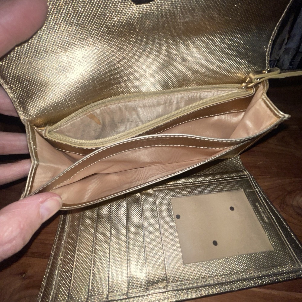 Kate Spade New York Black Patent Leather Trifold Wallet Buckle Metallic Int - Picture 12 of 16